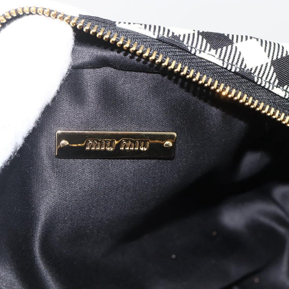 Miu Miu Pouch Nylon White Black Auth 175977A