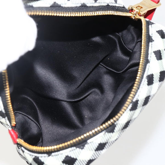 Miu Miu Pouch Nylon White Black Auth 175977A