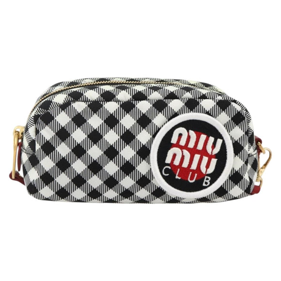 Miu Miu Pouch Nylon White Black Auth 175977A