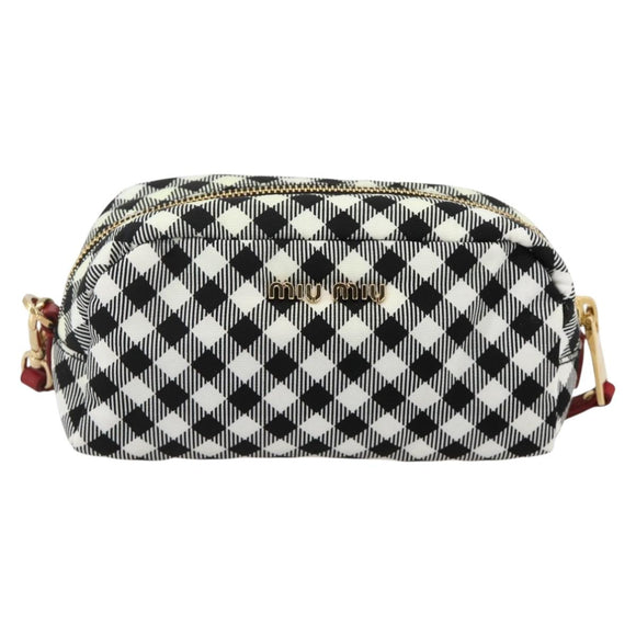 Miu Miu Pouch Nylon White Black Auth 175977A