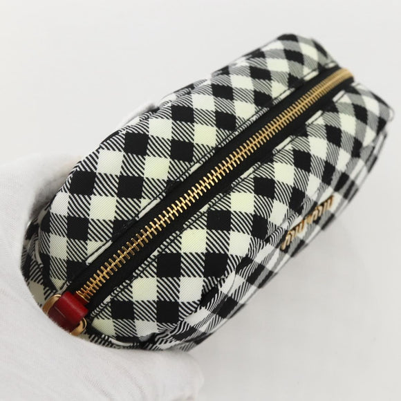 Miu Miu Pouch Nylon White Black Auth 175977A