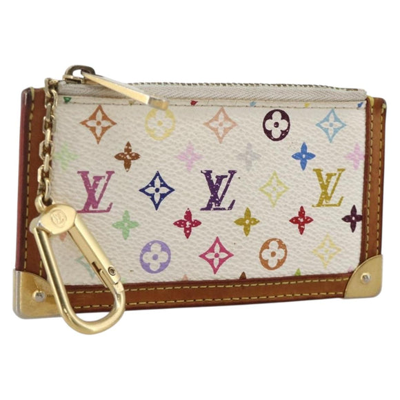LOUIS VUITTON Monogram Multicolor Pochette Cles Purse White M92655 Auth 175987