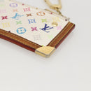 LOUIS VUITTON Monogram Multicolor Pochette Cles Purse White M92655 Auth 175987-15
