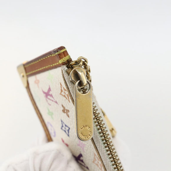 LOUIS VUITTON Monogram Multicolor Pochette Cles Purse White M92655 Auth 175987