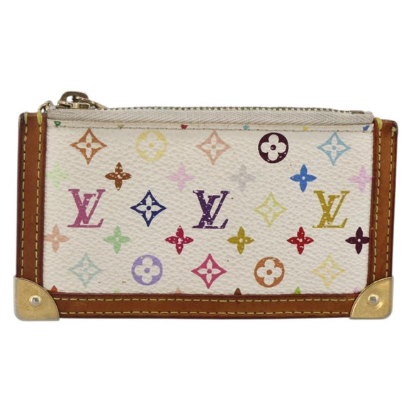LOUIS VUITTON Monogram Multicolor Pochette Cles Purse White M92655 Auth 175987