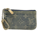 LOUIS VUITTON Monogram Denim Pochette Cles Coin Purse Blue M95343 Auth 175988A-13