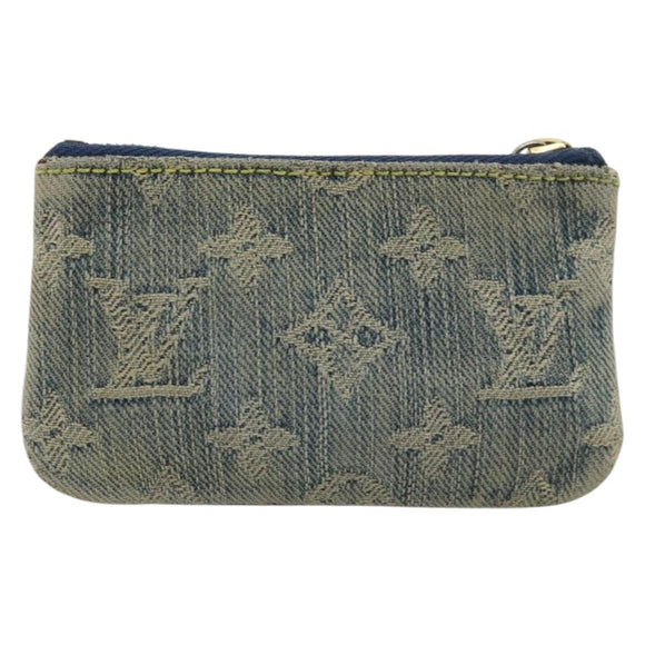 LOUIS VUITTON Monogram Denim Pochette Cles Coin Purse Blue M95343 Auth 175988A