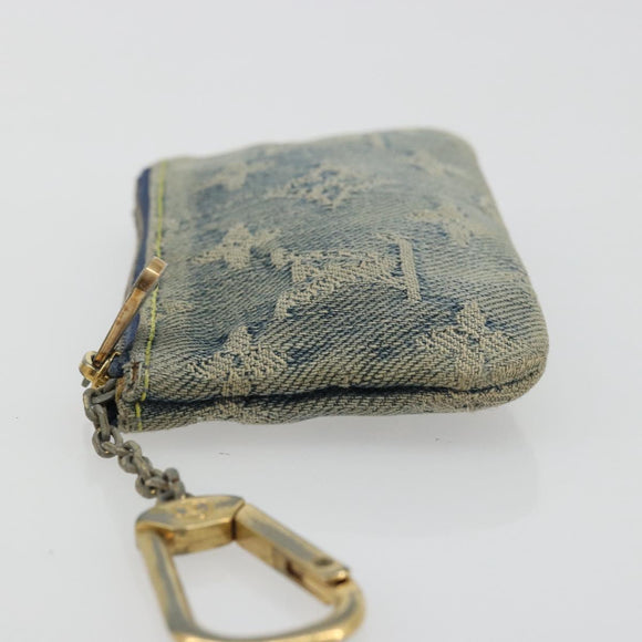 LOUIS VUITTON Monogram Denim Pochette Cles Coin Purse Blue M95343 Auth 175988A