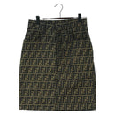 FENDI Zucca Canvas Skirt Black Brown Auth 175992A-1