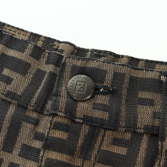 FENDI Zucca Canvas Skirt Black Brown Auth 175992A