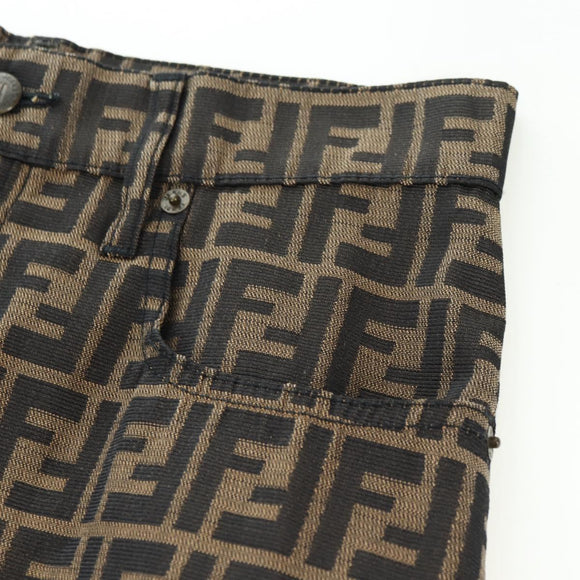 FENDI Zucca Canvas Skirt Black Brown Auth 175992A