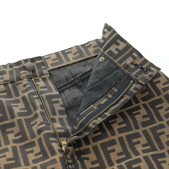FENDI Zucca Canvas Skirt Black Brown Auth 175992A