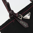 PRADA Hand Bag Nylon Black Silver Auth 175995A-19