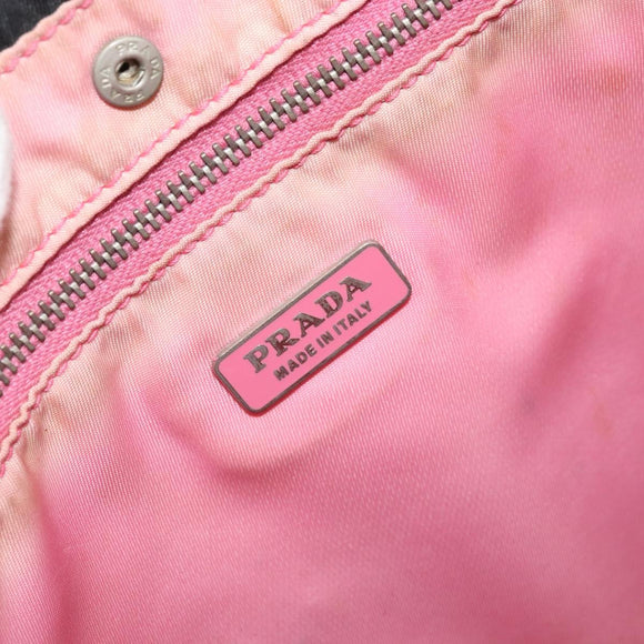 PRADA Hand Bag Nylon Black Silver Auth 175995A