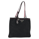 PRADA Hand Bag Nylon Black Silver Auth 175995A-1