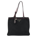 PRADA Hand Bag Nylon Black Silver Auth 175995A-13