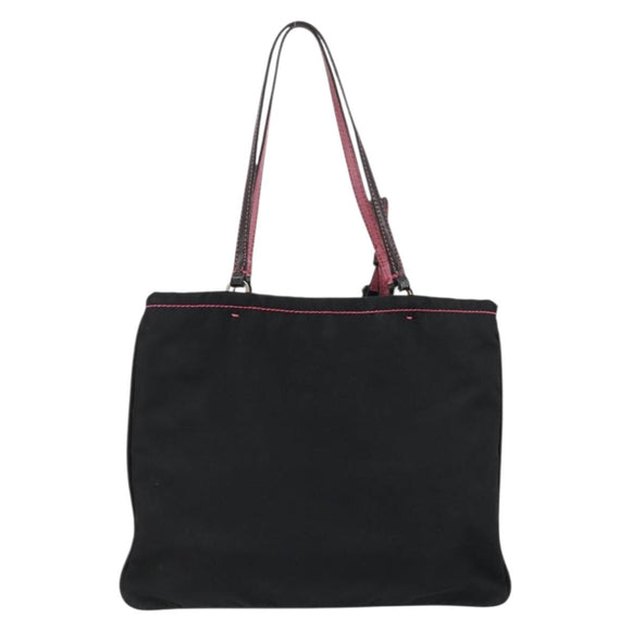 PRADA Hand Bag Nylon Black Silver Auth 175995A