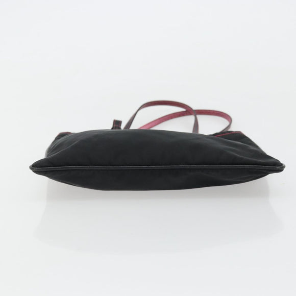 PRADA Hand Bag Nylon Black Silver Auth 175995A