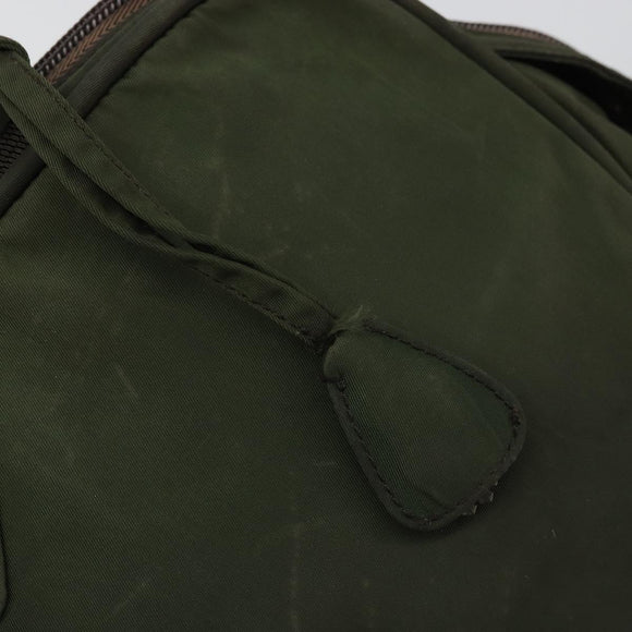 PRADA Hand Bag Nylon Khaki Silver Auth 175996