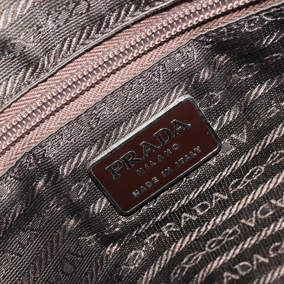 PRADA Hand Bag Nylon Khaki Silver Auth 175996