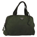 PRADA Hand Bag Nylon Khaki Silver Auth 175996-1