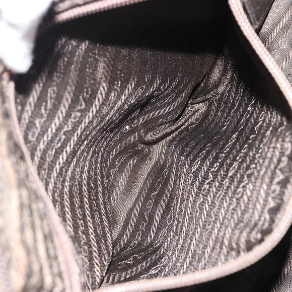 PRADA Hand Bag Nylon Khaki Silver Auth 175996