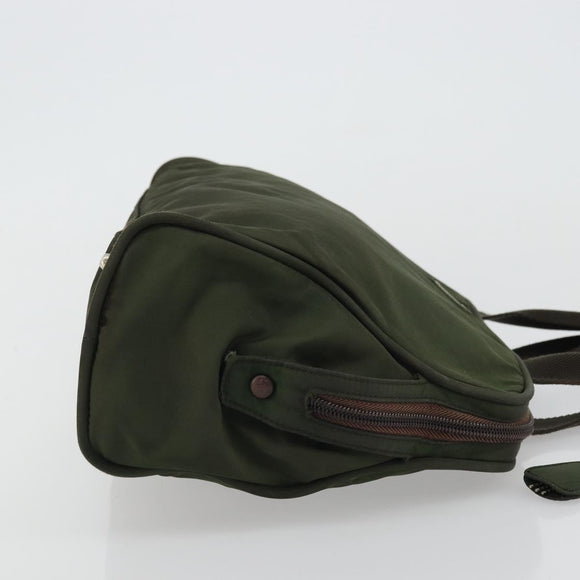 PRADA Hand Bag Nylon Khaki Silver Auth 175996