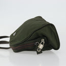 PRADA Hand Bag Nylon Khaki Silver Auth 175996-4