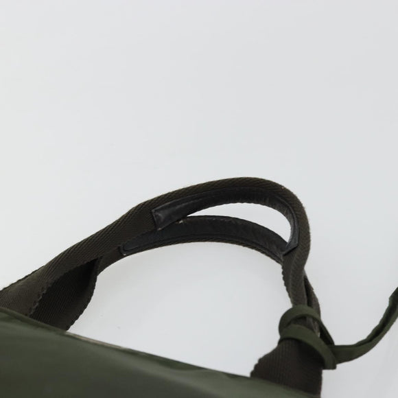 PRADA Hand Bag Nylon Khaki Silver Auth 175996