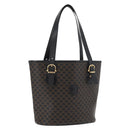 CELINE Macadam Canvas Hand Bag PVC Leather Black Gold Auth 176024-1