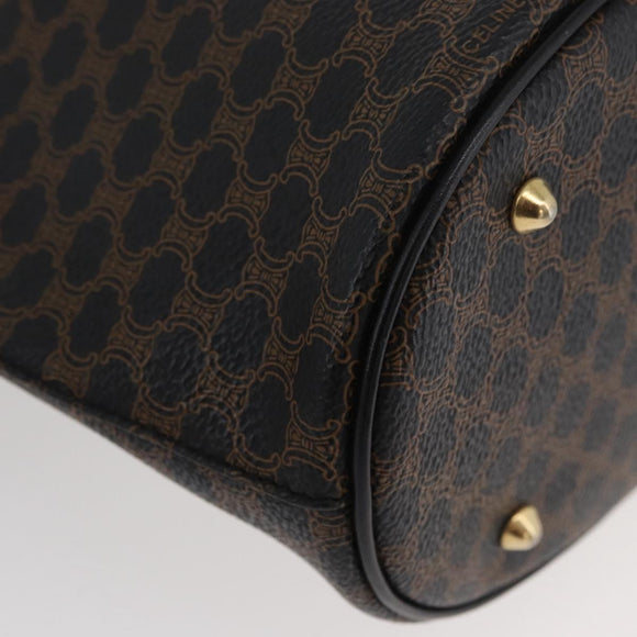 CELINE Macadam Canvas Hand Bag PVC Leather Black Gold Auth 176024