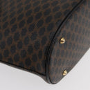 CELINE Macadam Canvas Hand Bag PVC Leather Black Gold Auth 176024-15