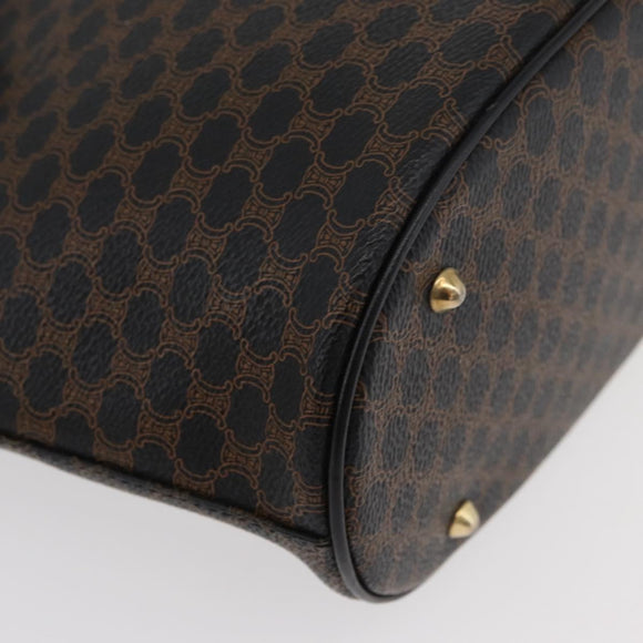 CELINE Macadam Canvas Hand Bag PVC Leather Black Gold Auth 176024