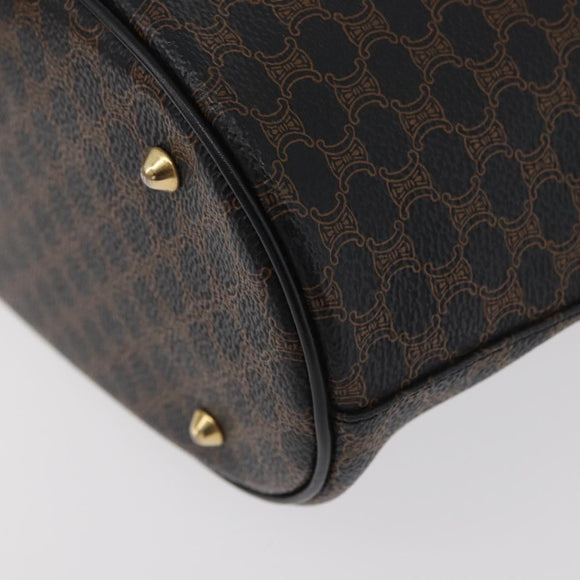 CELINE Macadam Canvas Hand Bag PVC Leather Black Gold Auth 176024