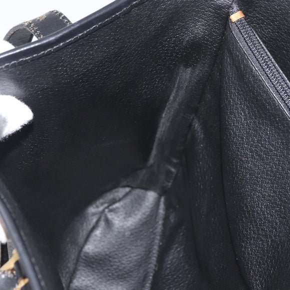 CELINE Macadam Canvas Hand Bag PVC Leather Black Gold Auth 176024