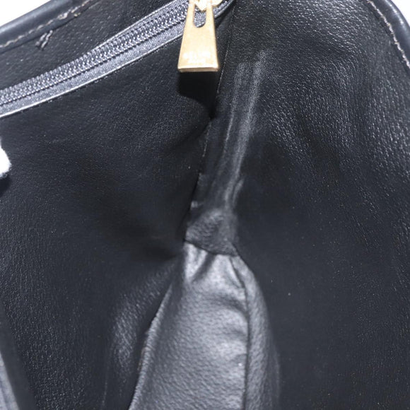 CELINE Macadam Canvas Hand Bag PVC Leather Black Gold Auth 176024