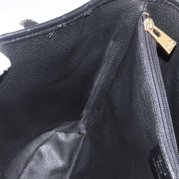 CELINE Macadam Canvas Hand Bag PVC Leather Black Gold Auth 176024