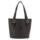 CELINE Macadam Canvas Hand Bag PVC Leather Black Gold Auth 176024-13