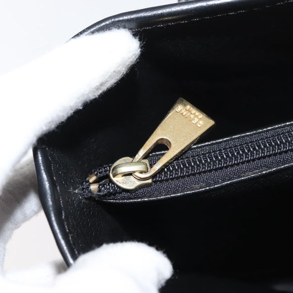 CELINE Macadam Canvas Hand Bag PVC Leather Black Gold Auth 176024