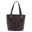 CELINE Macadam Canvas Hand Bag PVC Leather Black Gold Auth 176024-2