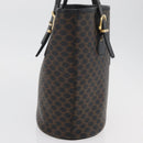 CELINE Macadam Canvas Hand Bag PVC Leather Black Gold Auth 176024-4