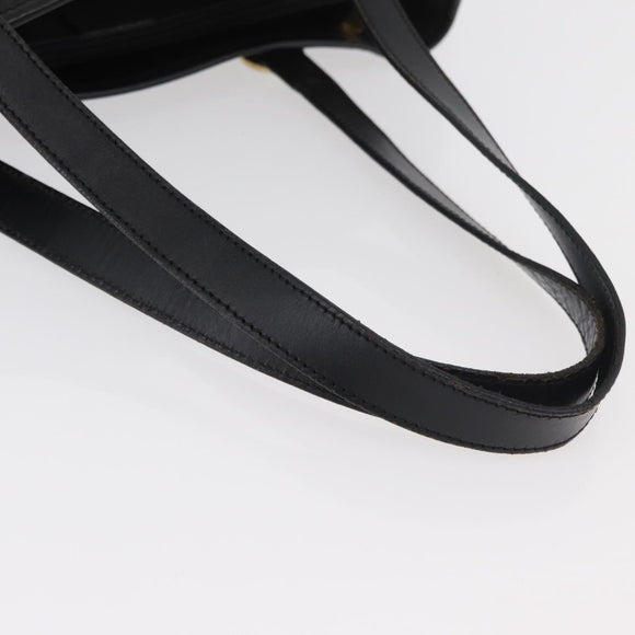 CELINE Macadam Canvas Hand Bag PVC Leather Black Gold Auth 176024