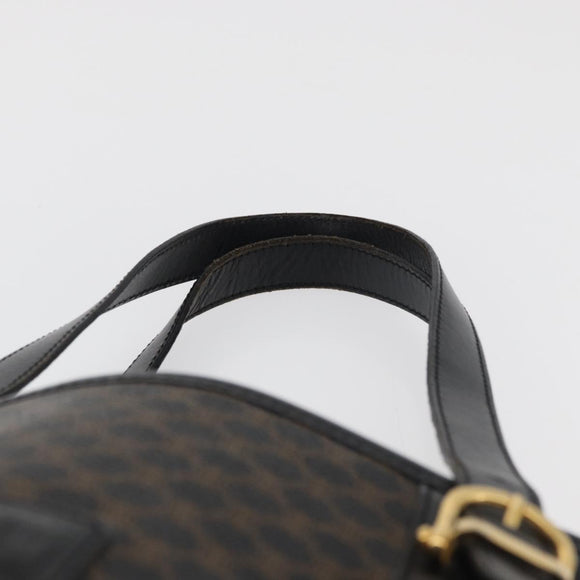 CELINE Macadam Canvas Hand Bag PVC Leather Black Gold Auth 176024