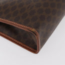 CELINE Macadam Canvas Clutch Bag PVC Leather Brown Gold Auth 176026-10