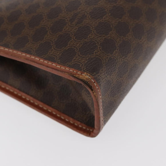 CELINE Macadam Canvas Clutch Bag PVC Leather Brown Gold Auth 176026