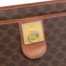 CELINE Macadam Canvas Clutch Bag PVC Leather Brown Gold Auth 176026-13