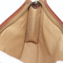 CELINE Macadam Canvas Clutch Bag PVC Leather Brown Gold Auth 176026-15