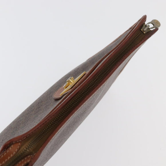CELINE Macadam Canvas Clutch Bag PVC Leather Brown Gold Auth 176026