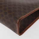 CELINE Macadam Canvas Clutch Bag PVC Leather Brown Gold Auth 176026-9