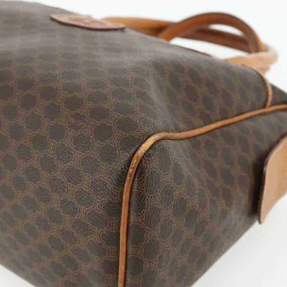 CELINE Macadam Canvas Hand Bag PVC Leather Brown Gold Auth 176027
